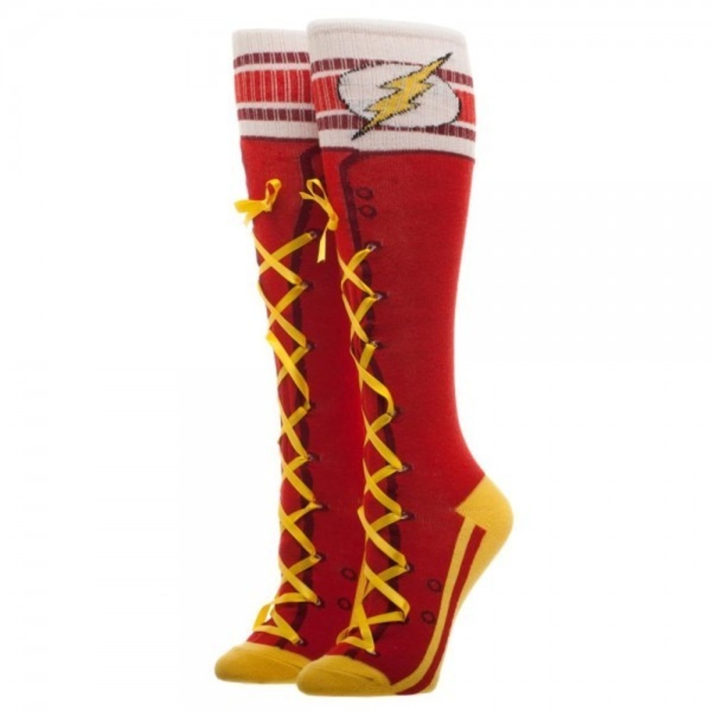 DC Comics The Flash Faux Lace 1 Pair of Women's Knee High Socks Red Cute Cosplay